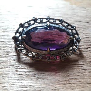 vintage purple and bronze brooch
